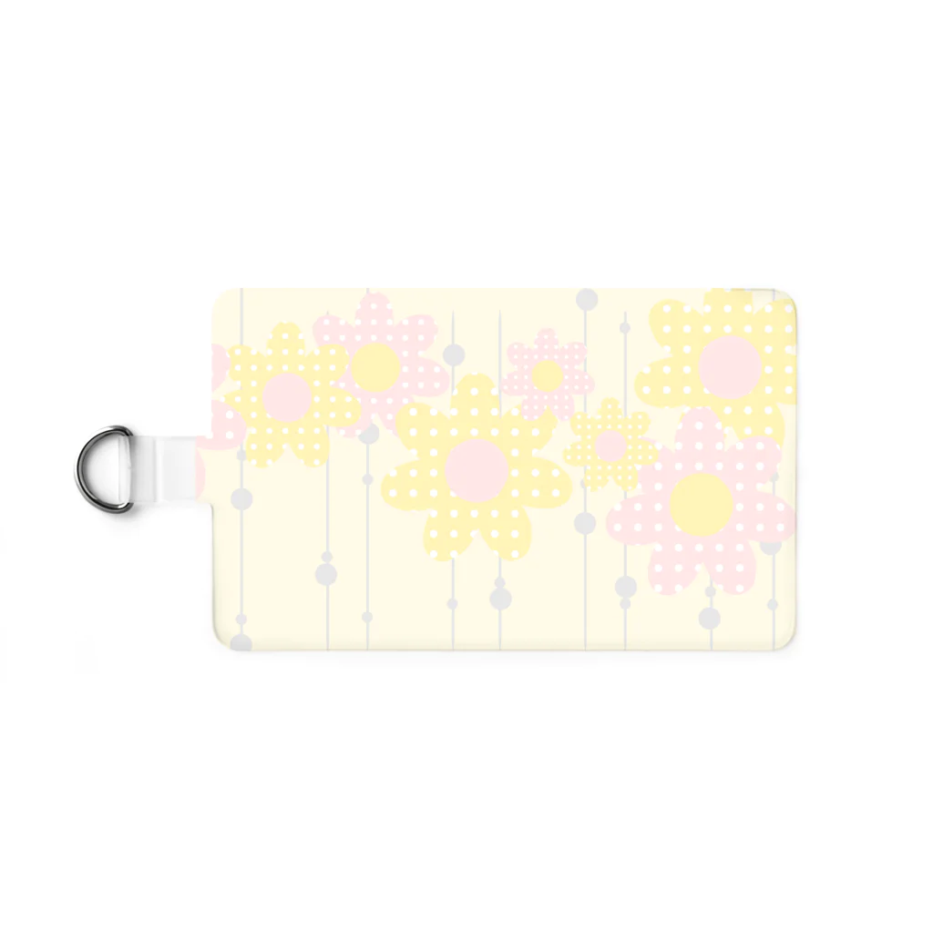 kazeou（風王）のレトロ風花(ドット)黄・ピンク縦 Smartphone Strap