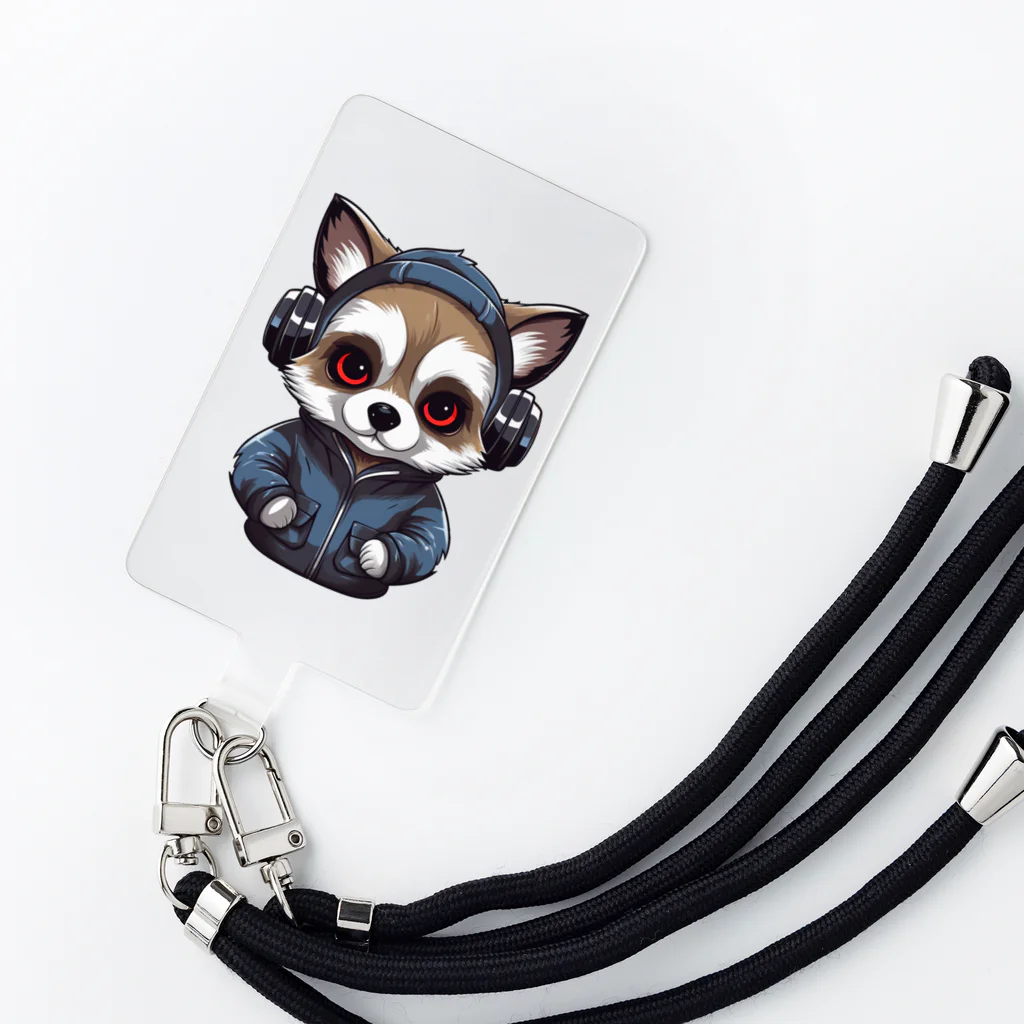 Vasetti_pressのヘッドホンをかけているタヌキ Smartphone Strap