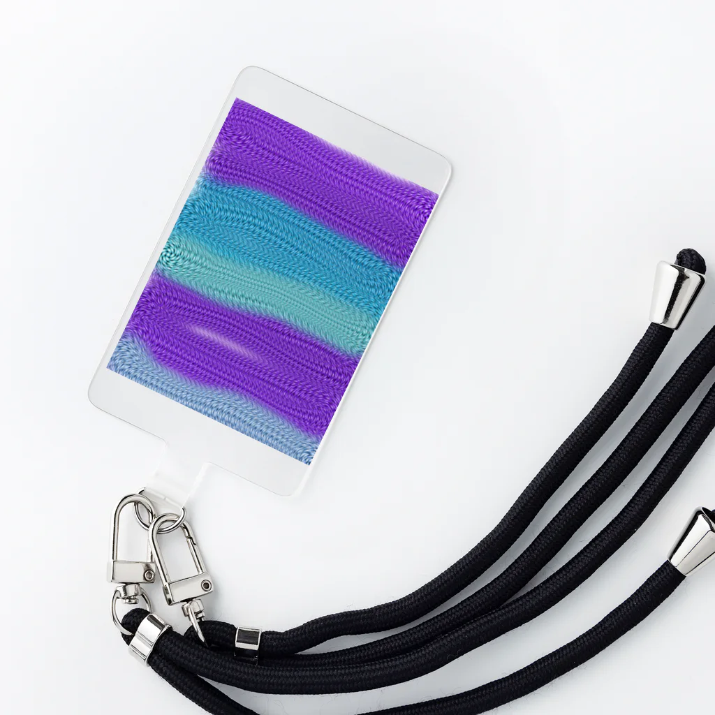 きまぐれ煮のニットっぽく見える(ブルー) Smartphone Strap