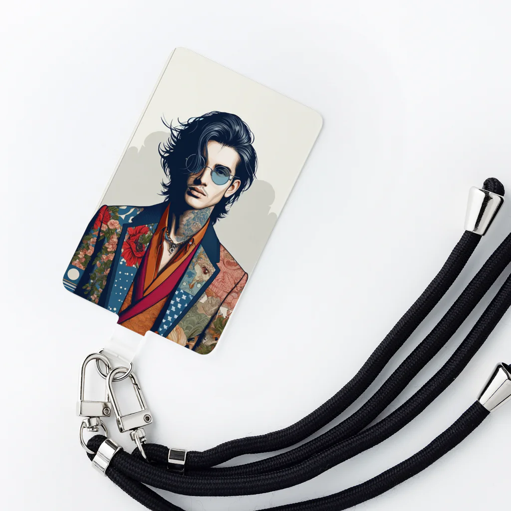 UKIYO-E_POP_by_convert_worksの和装スーツ男性 Smartphone Strap