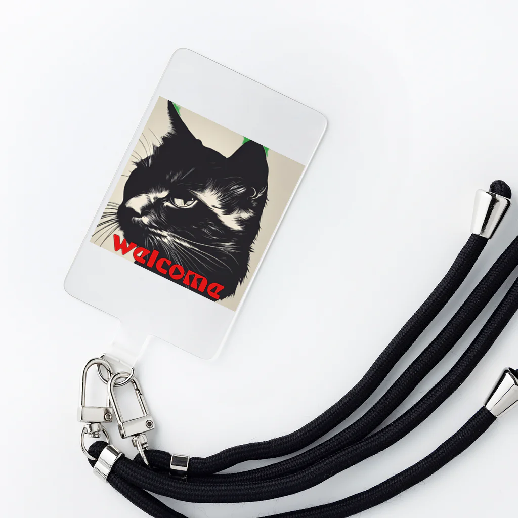 kk-welcomeの黒猫登場Ⅰ Smartphone Strap