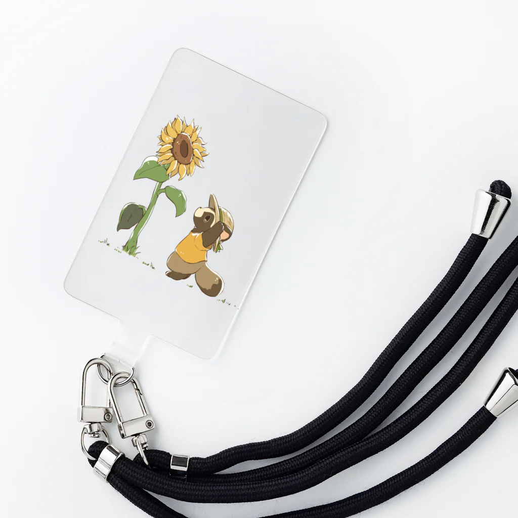 狸の遠吠えのひまわりと仔だぬき Smartphone Strap