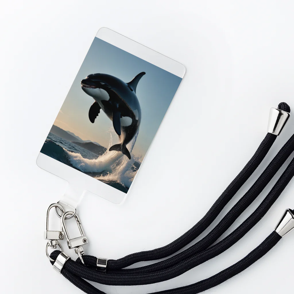 NukuNukuMikanの水面を飛び跳ねるシャチ Smartphone Strap