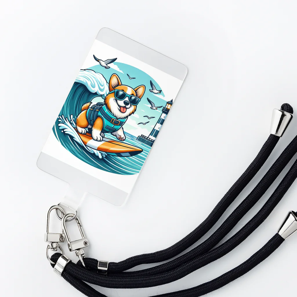 コーギーハウス〜ときどき柴・猫〜のサーファーコーギー Smartphone Strap