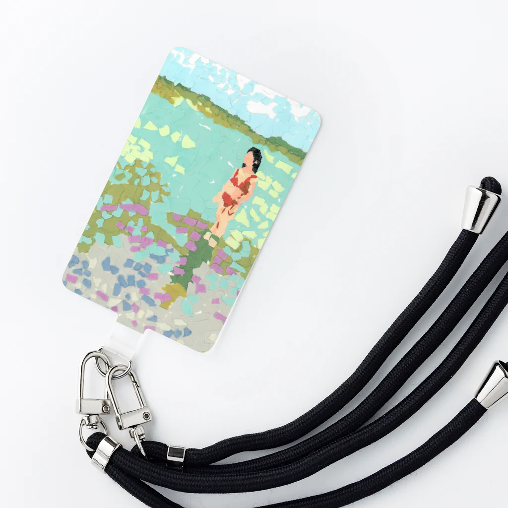 Yuhki | おばけのゆうき 公式オンラインショップの海と赤ビキニの女(ちぎり絵) Smartphone Strap
