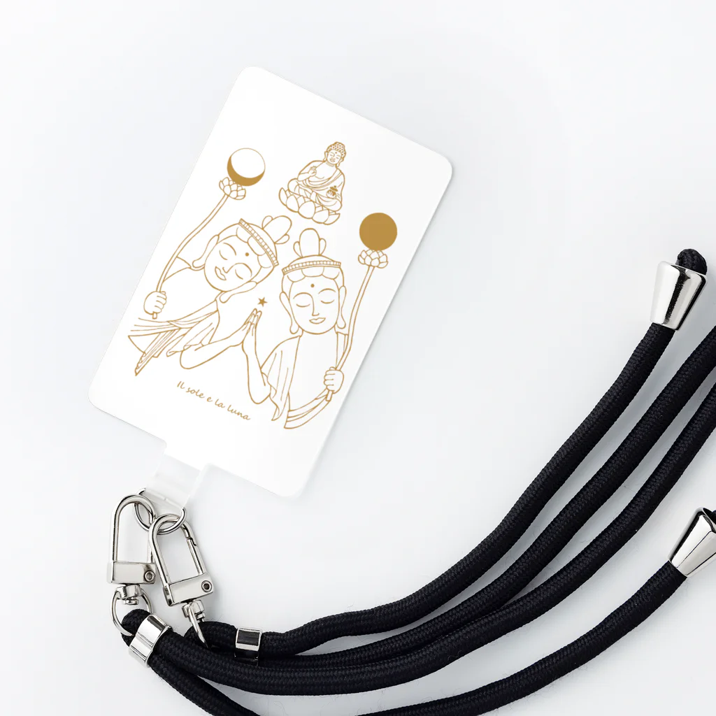 Bo tree teeのThe sun & the moon (白背景) Smartphone Strap