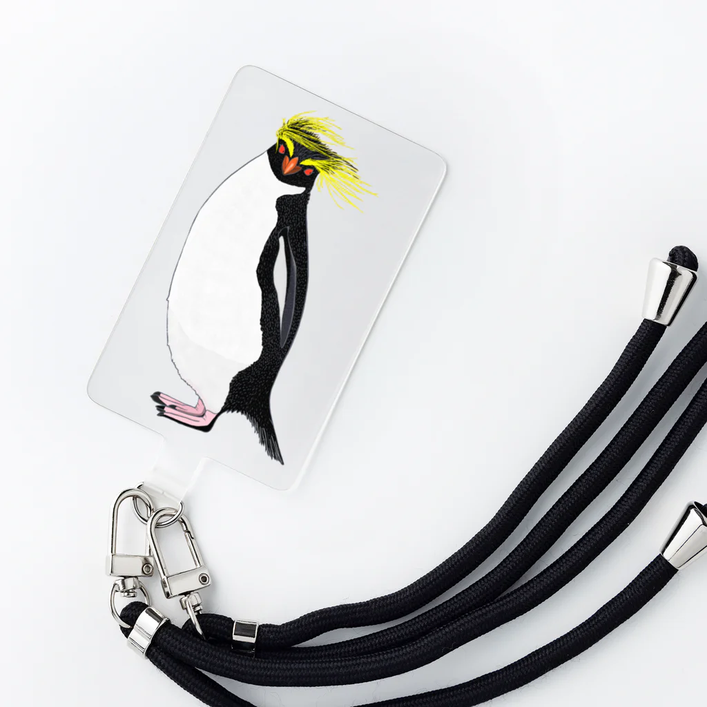 LalaHangeulの　風に吹かれるイワトビペンギンさん(文字無しバージョン Smartphone Strap