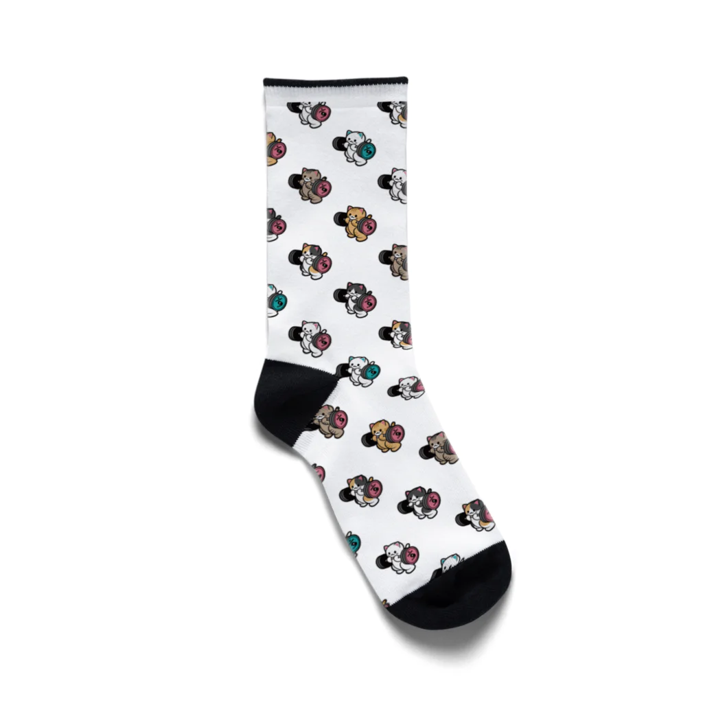 きんにく村SHOPのばーべるニャンコズ Socks