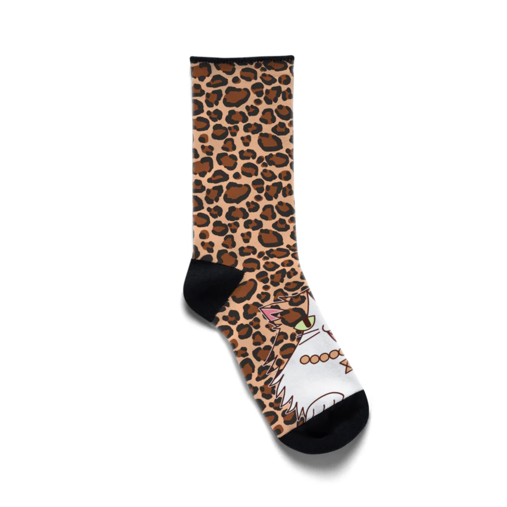 Kyattou shopのヒョウ柄キャットウ Socks