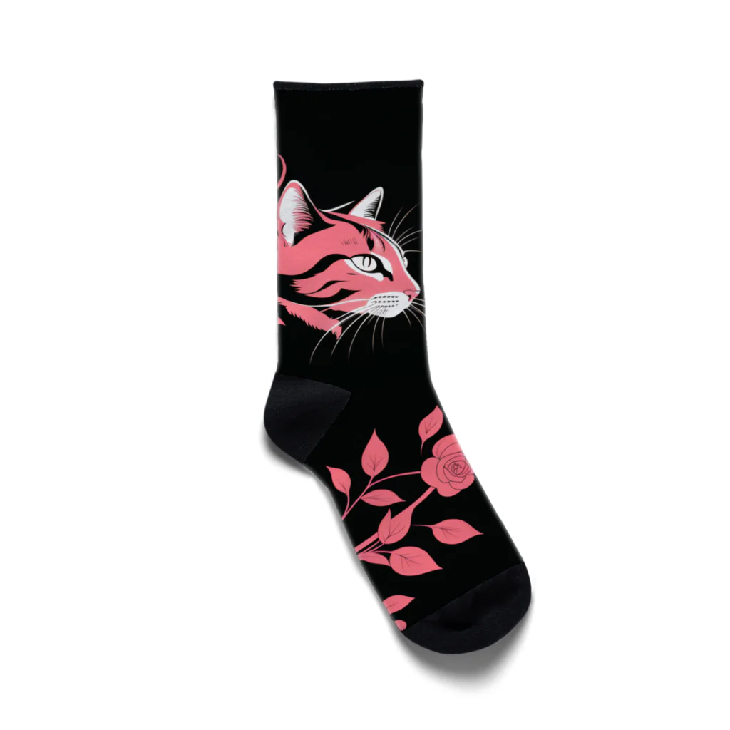 おかづあいのねこちゅうしんの猫一輪 Socks