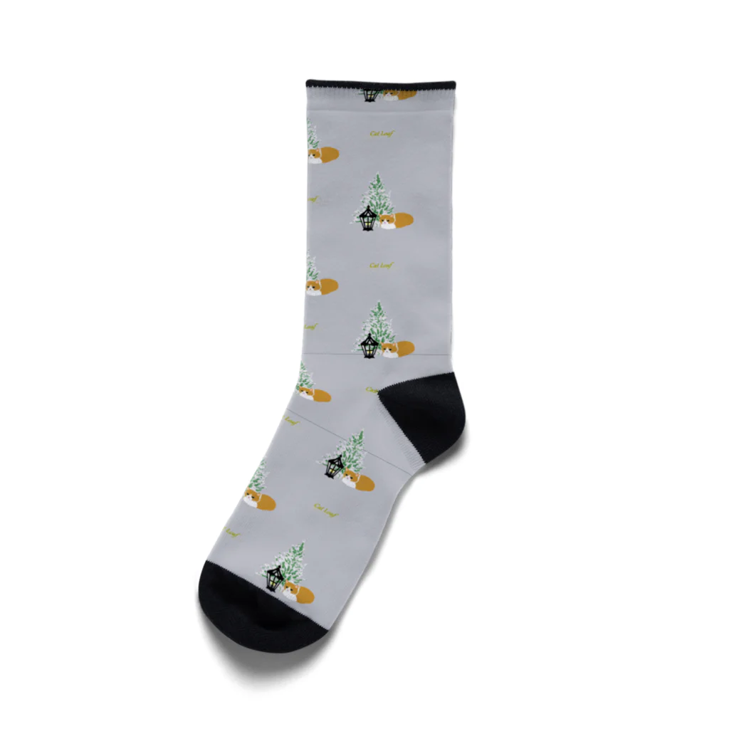 PERIDOTの香箱座りねこ（ブルーグレー） Socks