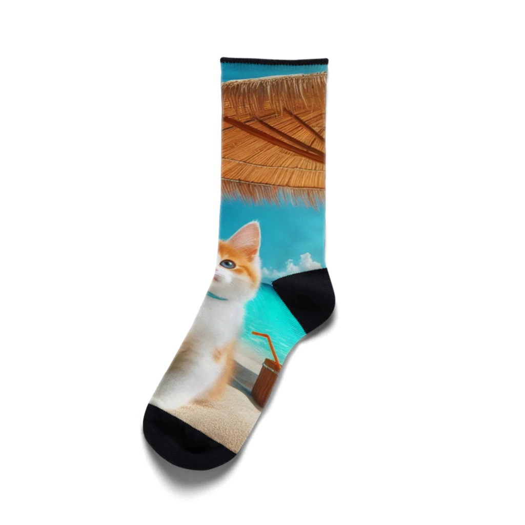 猫と紡ぐ物語の南国の海で一時のバカンスを楽しむ Socks