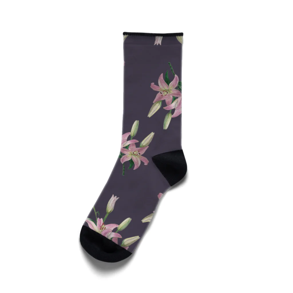 あおちゃん商会のThunberg Lily （スカシユリ） モーブ Socks