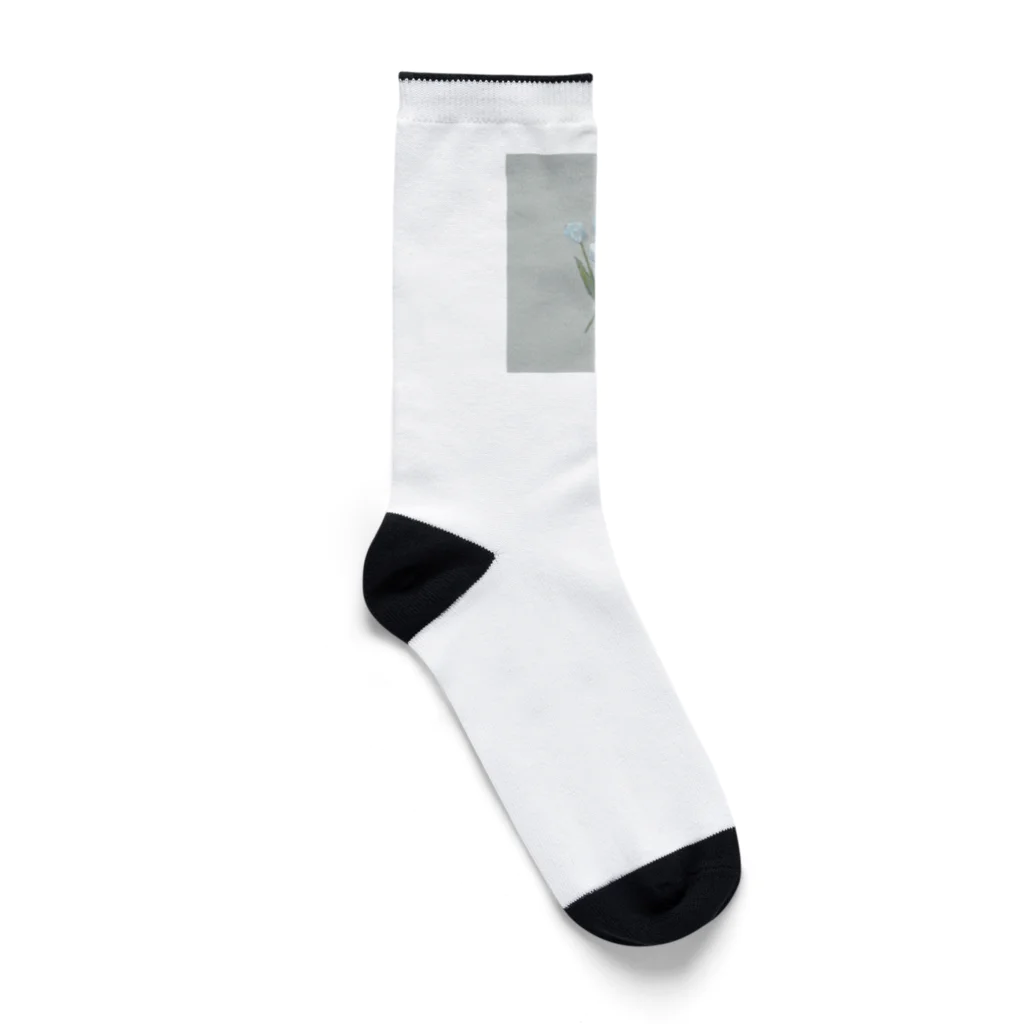 rilybiiの💐 mint green gray × white gray blue . Socks