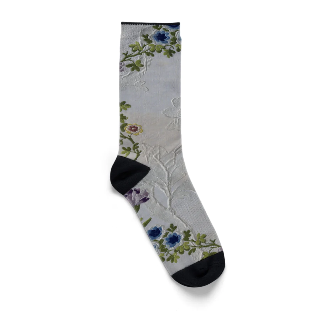 PALA's SHOP　cool、シュール、古風、和風、の花の刺しゅう模様 Socks