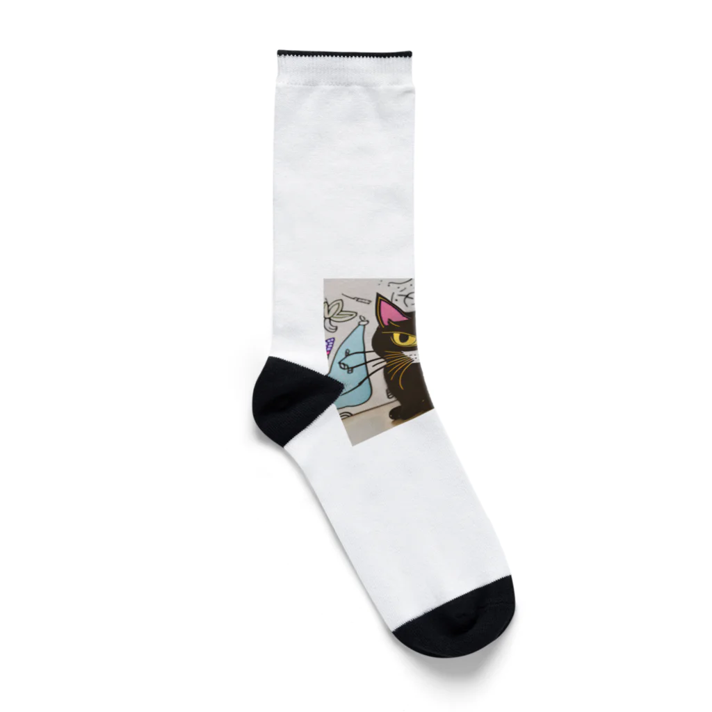  🌸 はにゃんshop 🌸の🌟 はにゃん一号店くろねこ 🌟 Socks