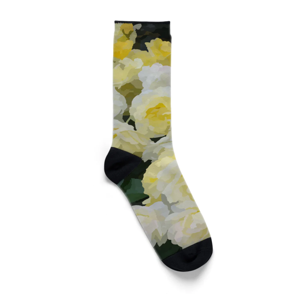 bitpiyoの黄色い薔薇の花 Socks