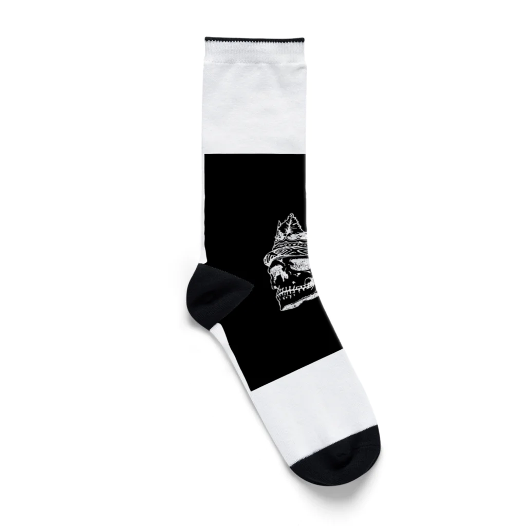 COOL&SIMPLEのBlack White Illustrated Skull King  Socks