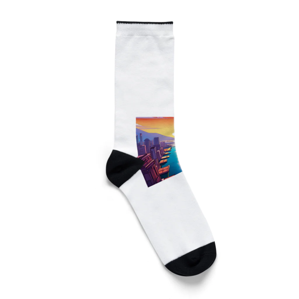 pixel-martの夕日 Socks