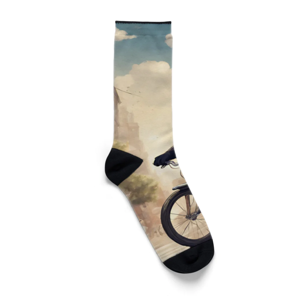 ルノルノの自転車でお買い物パンダくん Socks