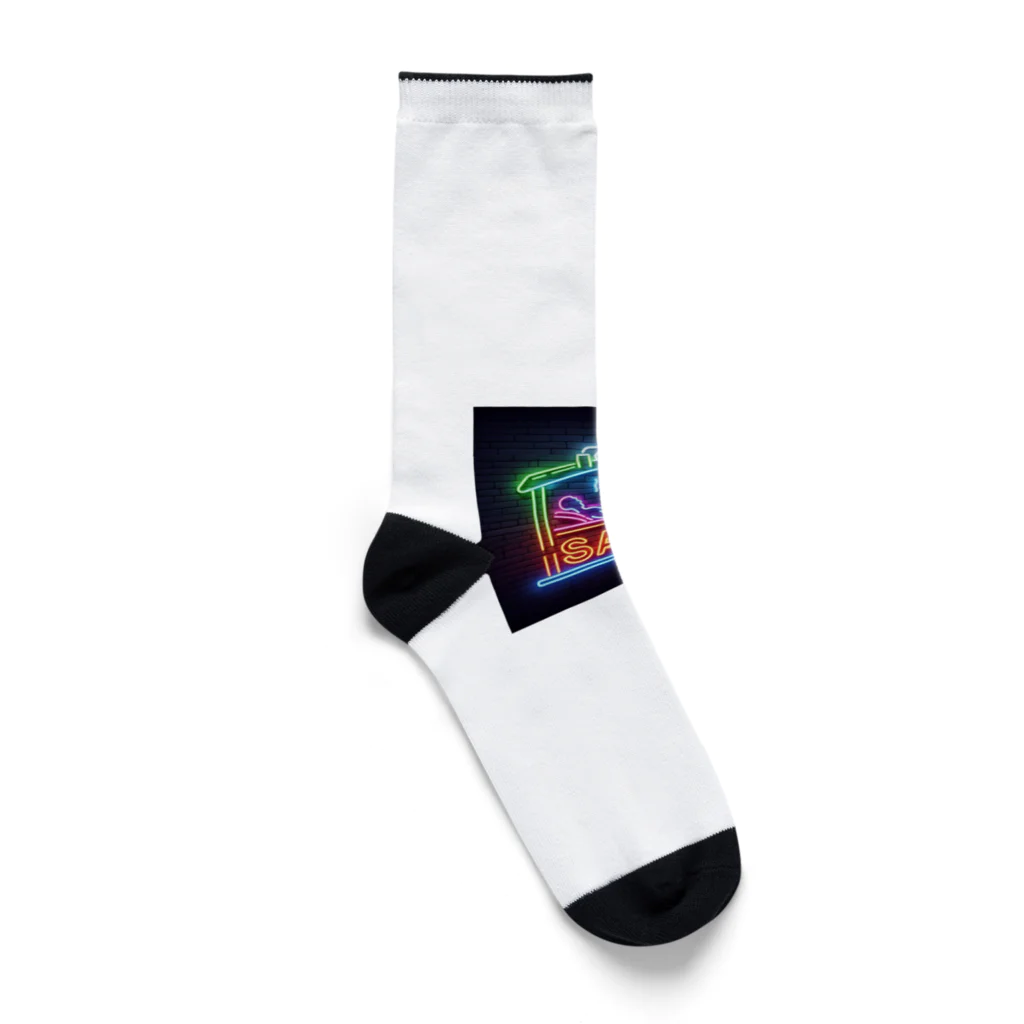 N SAUNA LOGOのネオン風サウナロゴ2 Socks