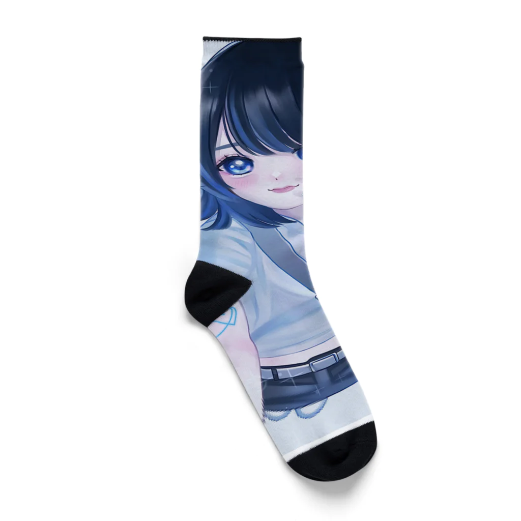 はるくも☁の水色サイバー女子 Socks