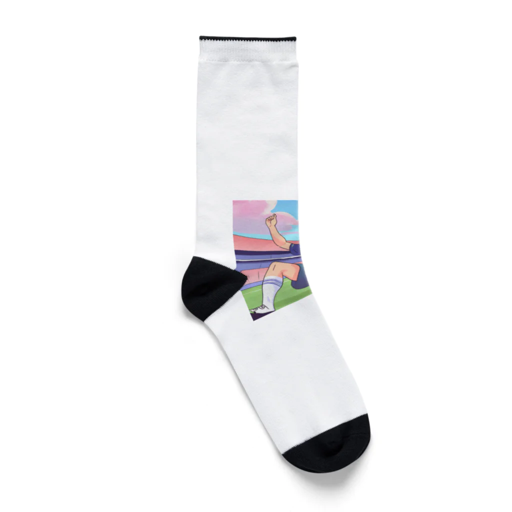 ほっこりグッズBASEのワールドカップ優勝を夢見るサッカー少年 Socks