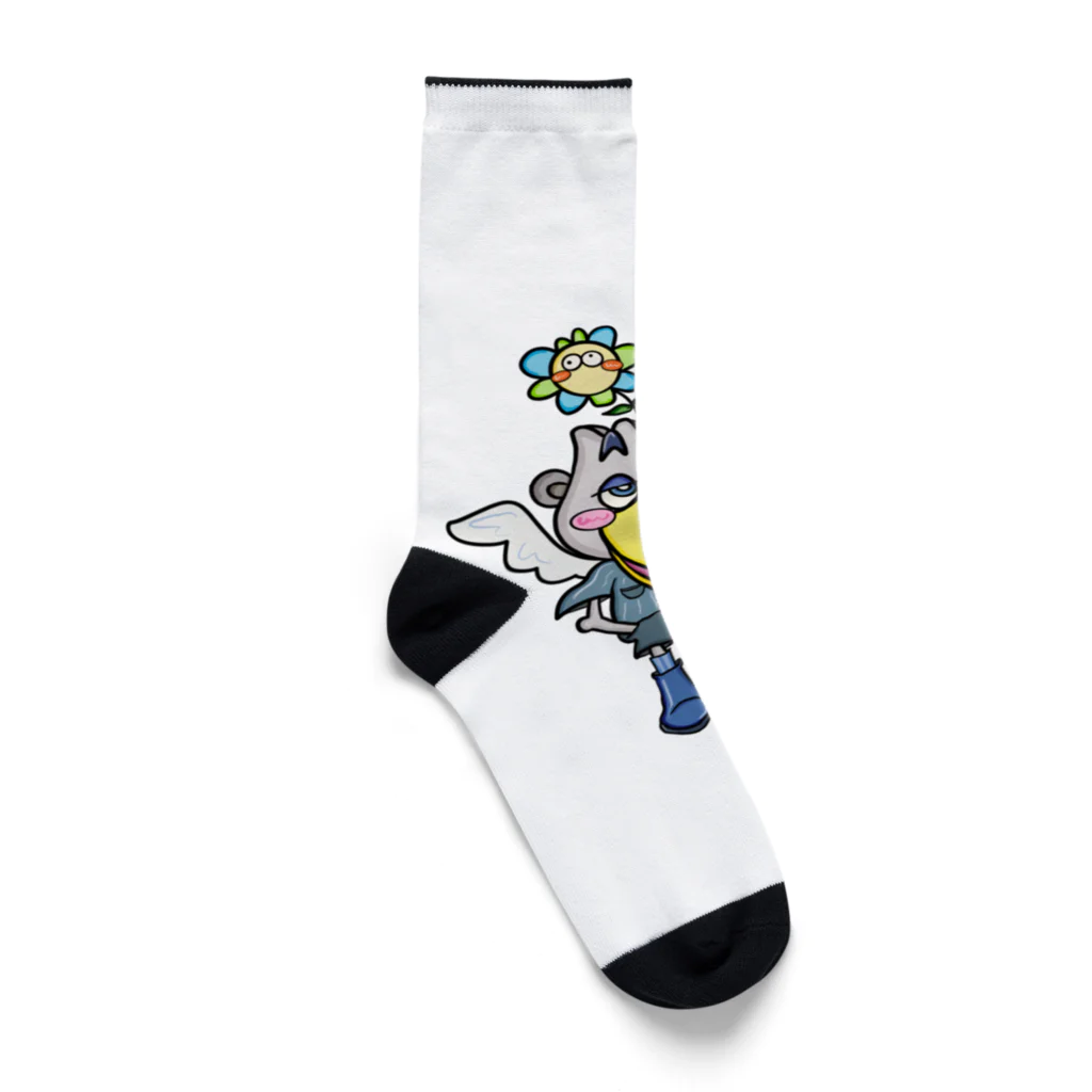 Colorful fam Earthのお花咲くハシビロコウ Socks