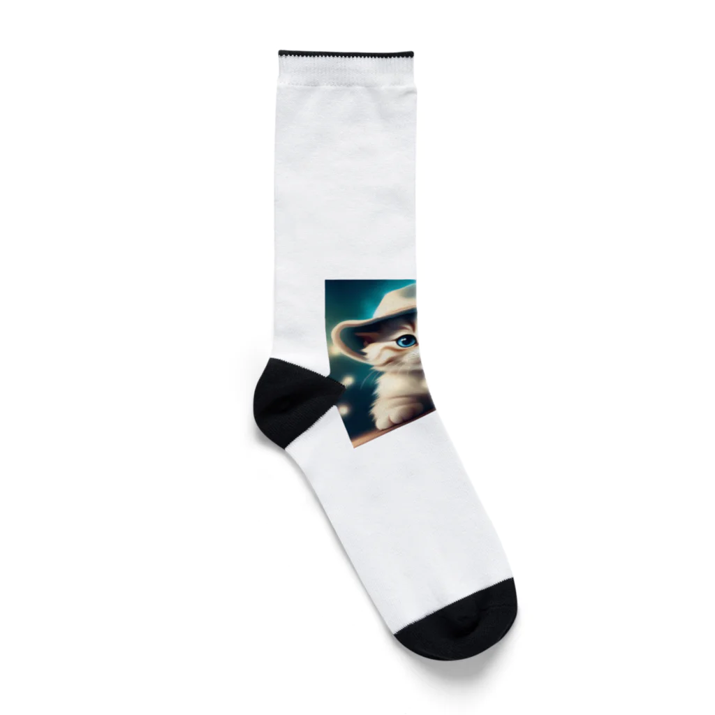 キノコの白猫キリスト君 Socks