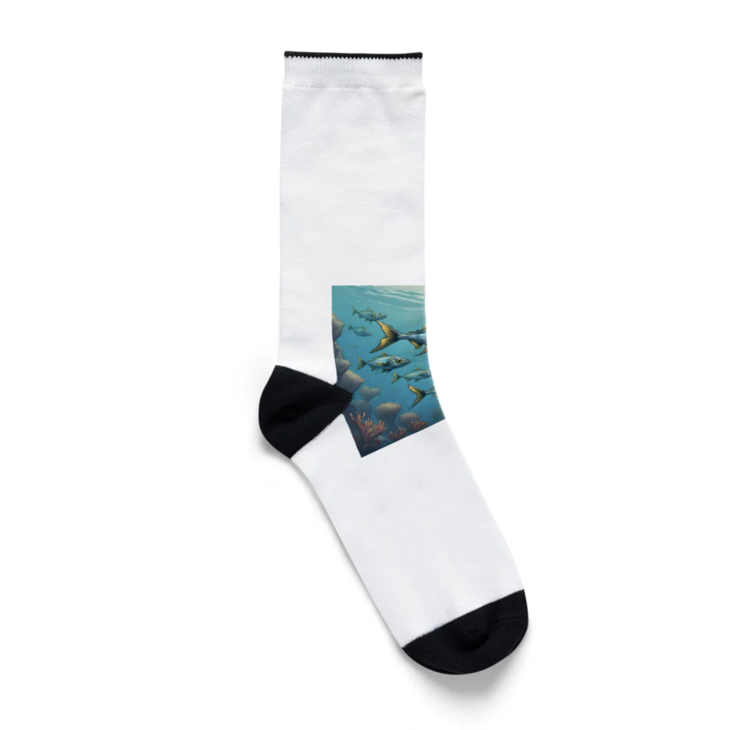 OI-ARTの海中の魚群 Socks