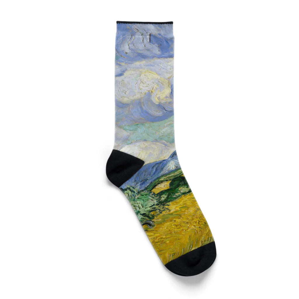 名画館のゴッホ「糸杉のある麦畑」　フィンセント・ファン・ゴッホの絵画【名画】 Socks