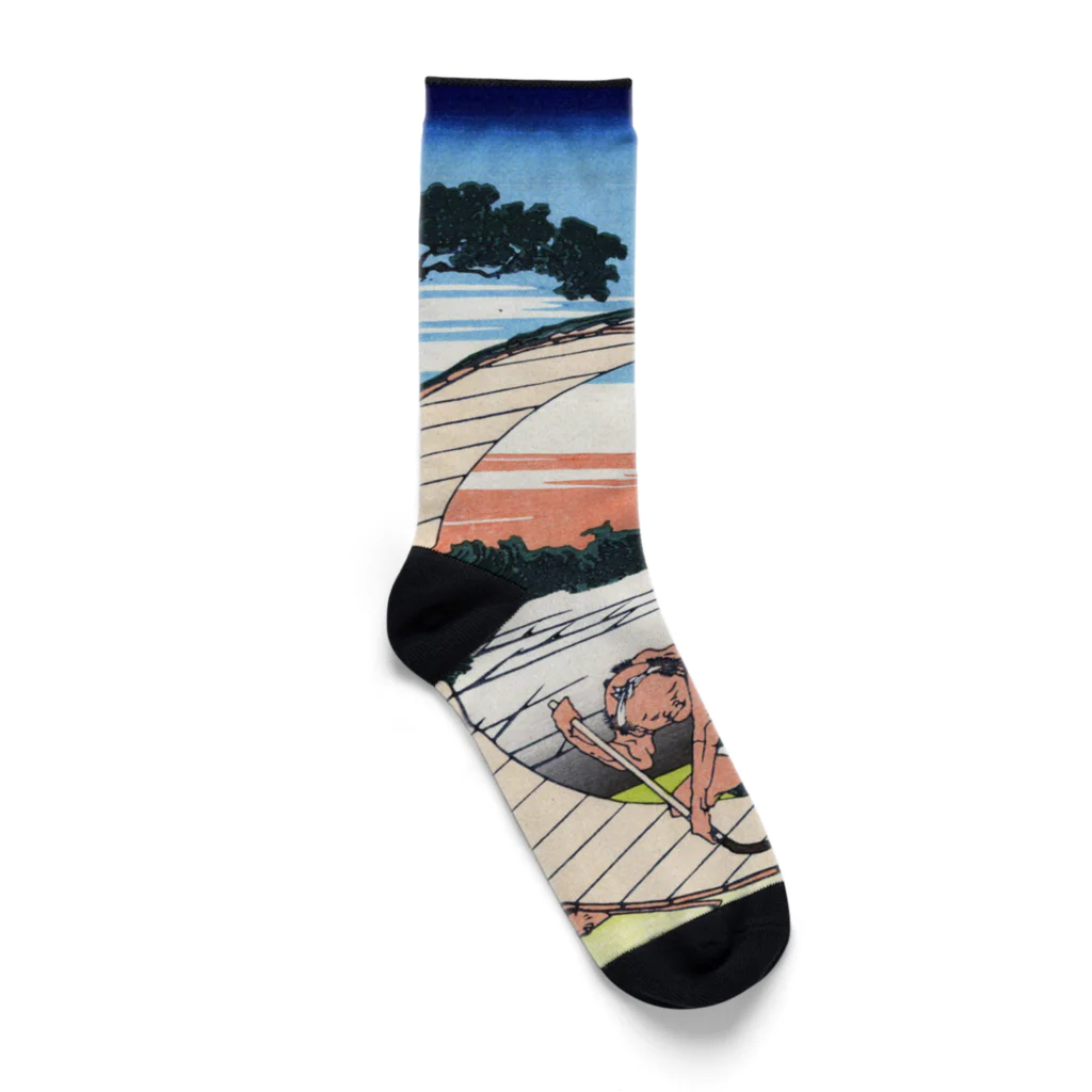 浮世絵屋の北斎「富嶽三十六景⑤　尾州不二見原」葛飾北斎の浮世絵 Socks