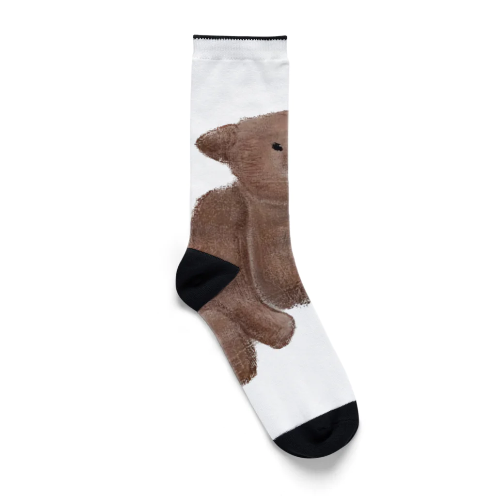 みにゆん　ねこのLovely bear。brown bear Socks