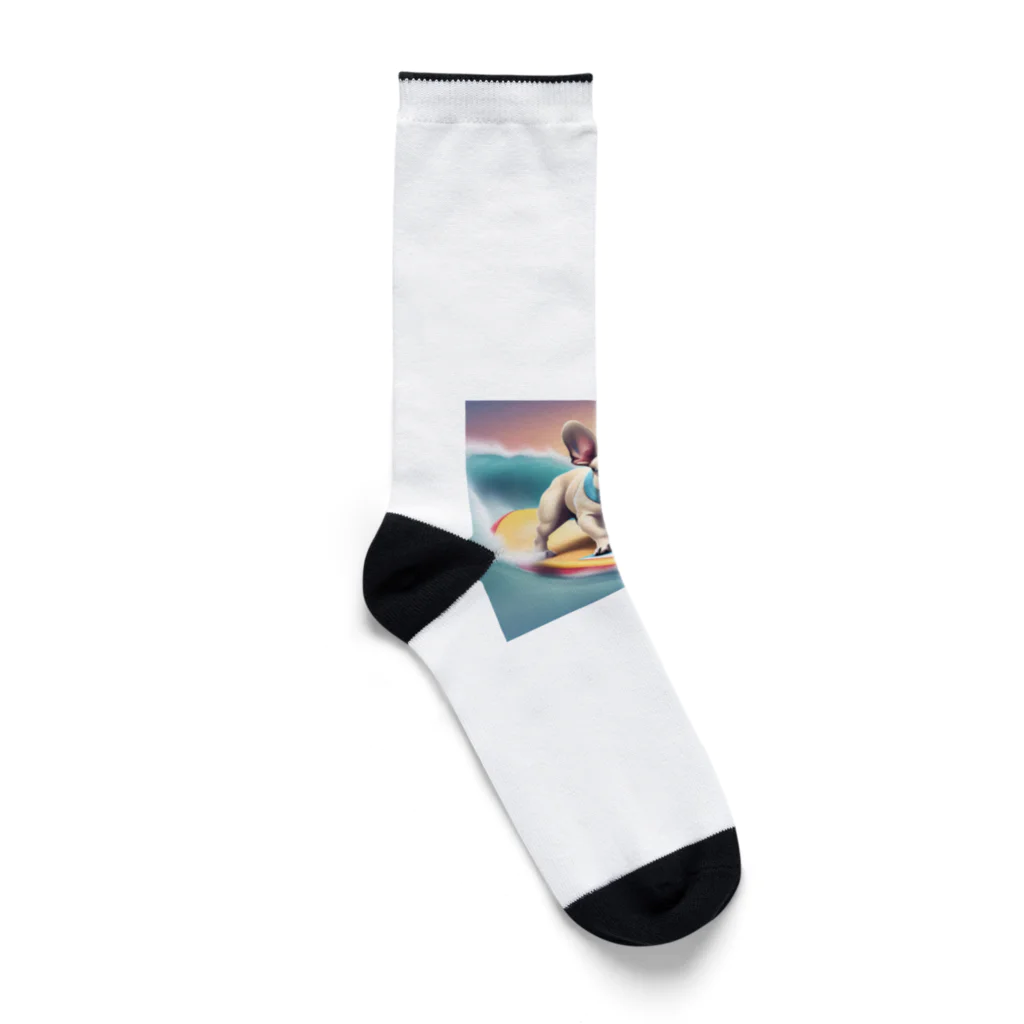 ChicCanvas Boutiqueの波乗り大好きフレンチブルドッグ Socks