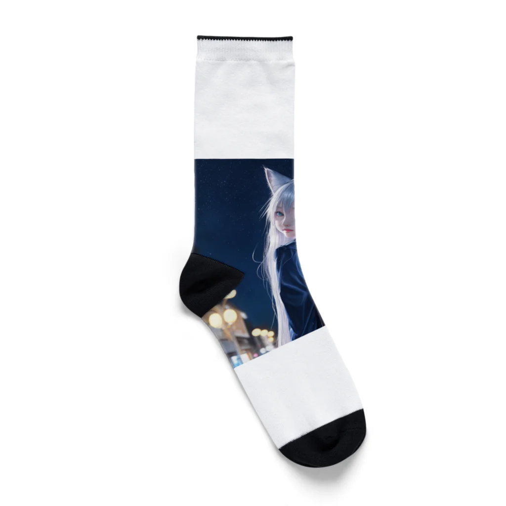 ZZRR12の「深夜の邂逅：猫耳の不思議な出会い」 Socks