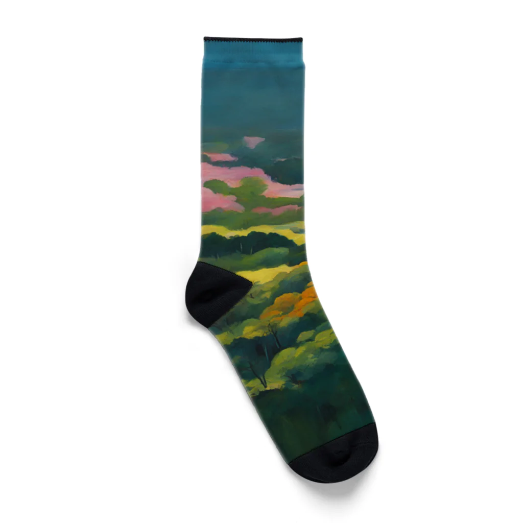 ac jungleの色彩豊かな自然風景 Socks