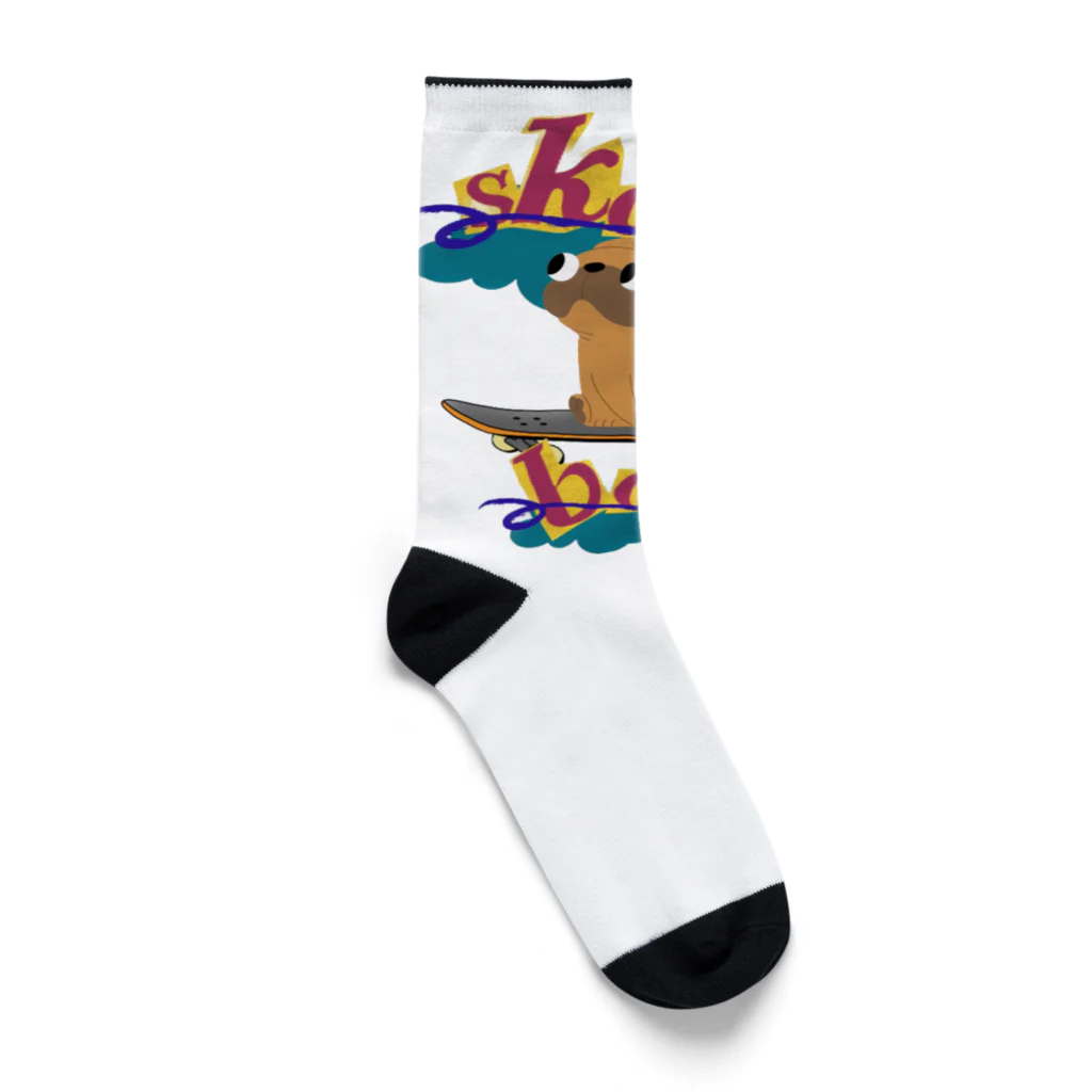 sloth_giraffeのスケートボードするワンコ Socks