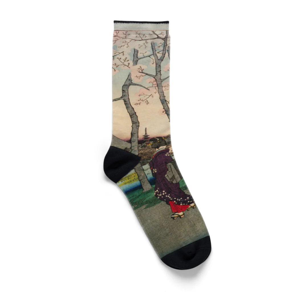 浮世絵屋の広重「冨二三十六景⑦　東都墨田堤」歌川広重の浮世絵 Socks