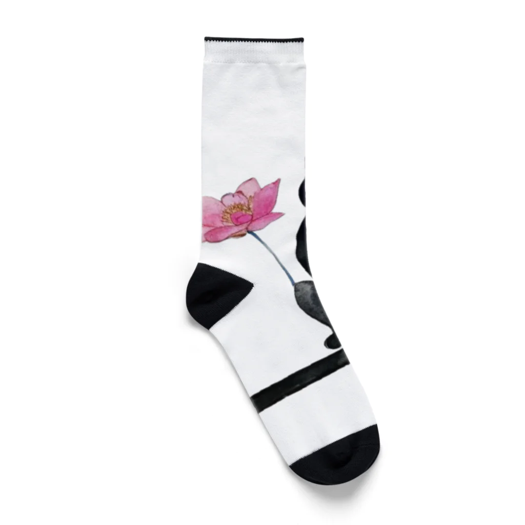 幸運のしっぽの黒猫と花 Socks