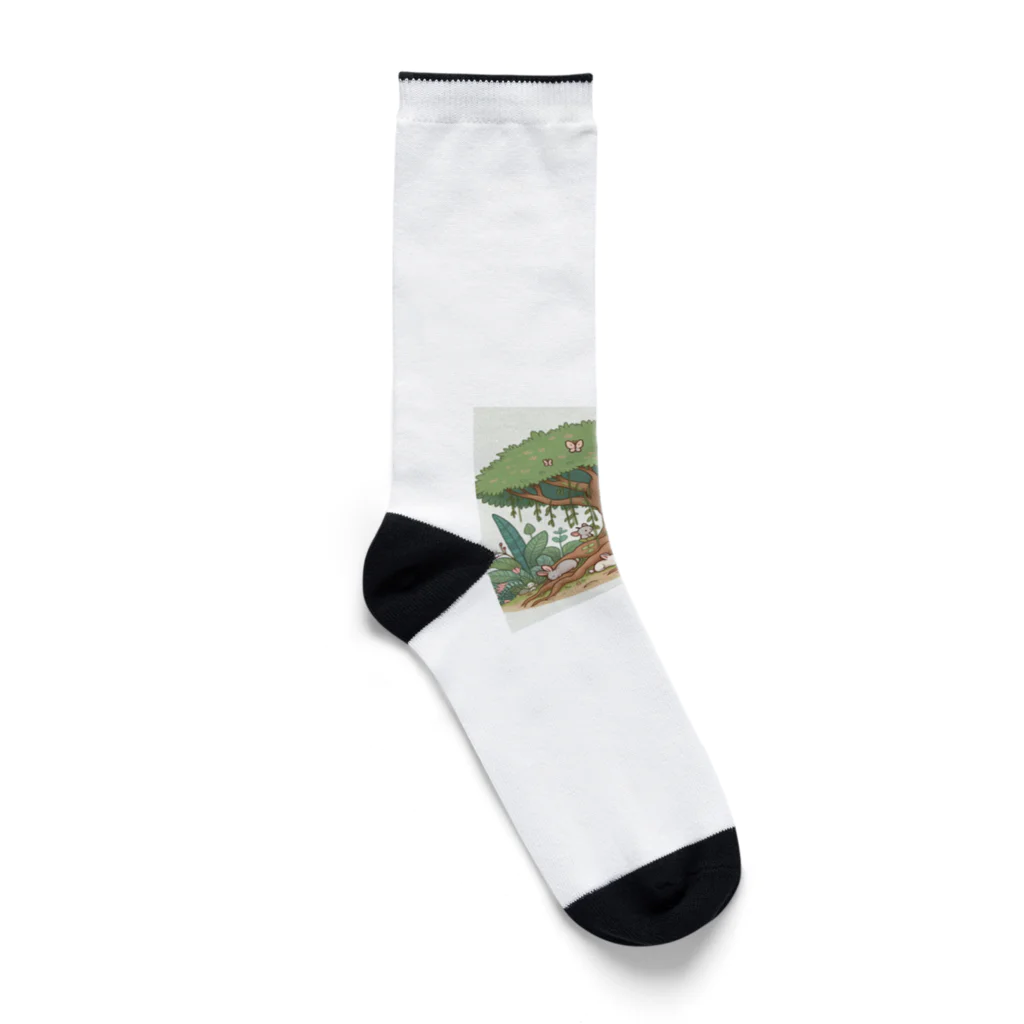 星パンダショップのガジュマルとキツネと森の仲間たち Socks