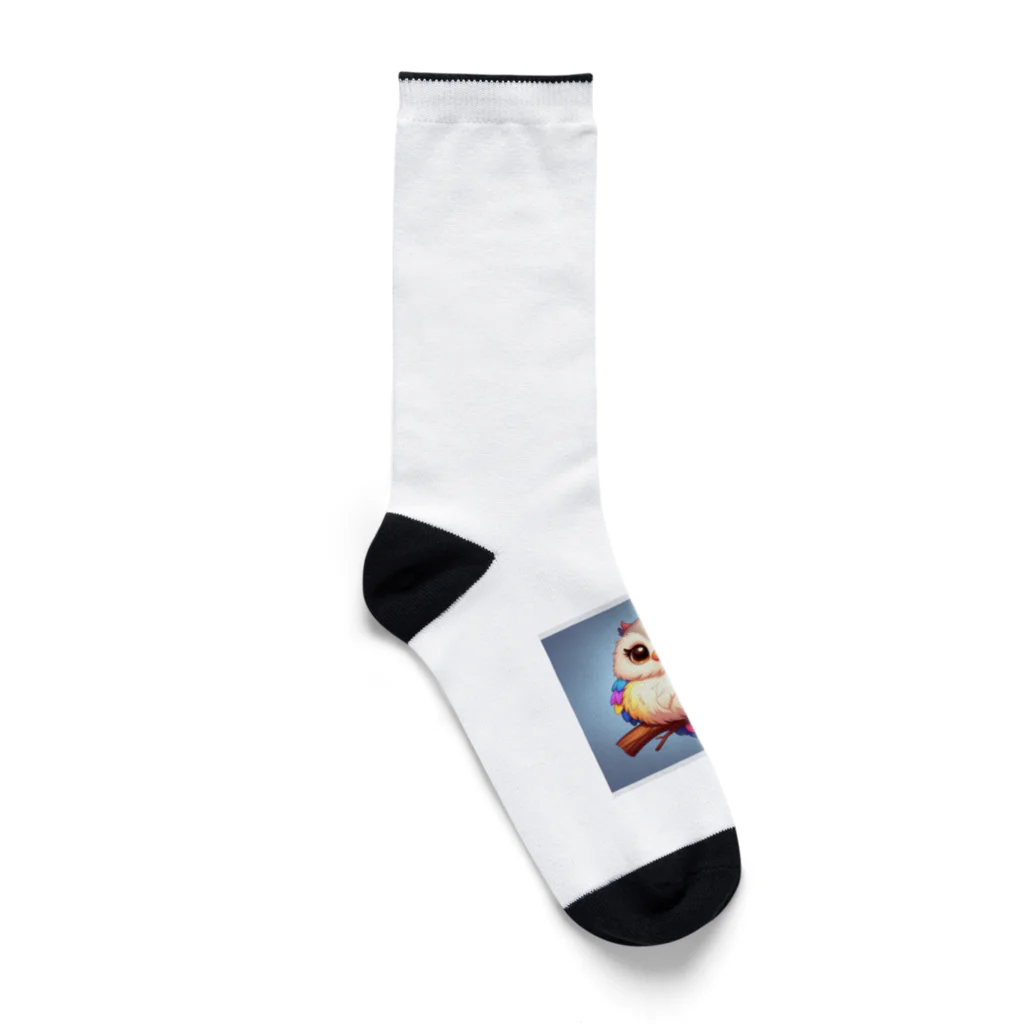 mame1103の虹色幸ふくろう Socks