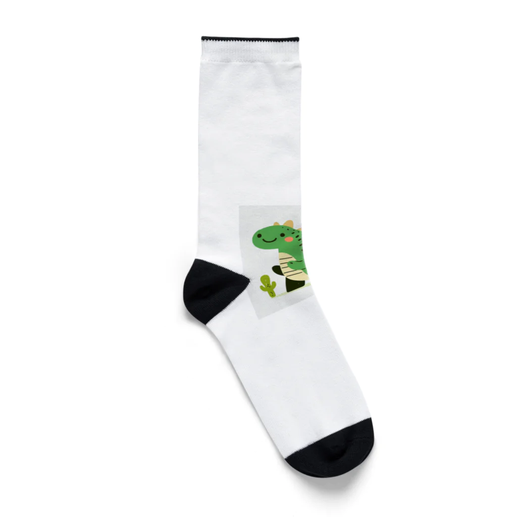 フラットザウルスの癒しのグリーンザウルス Socks