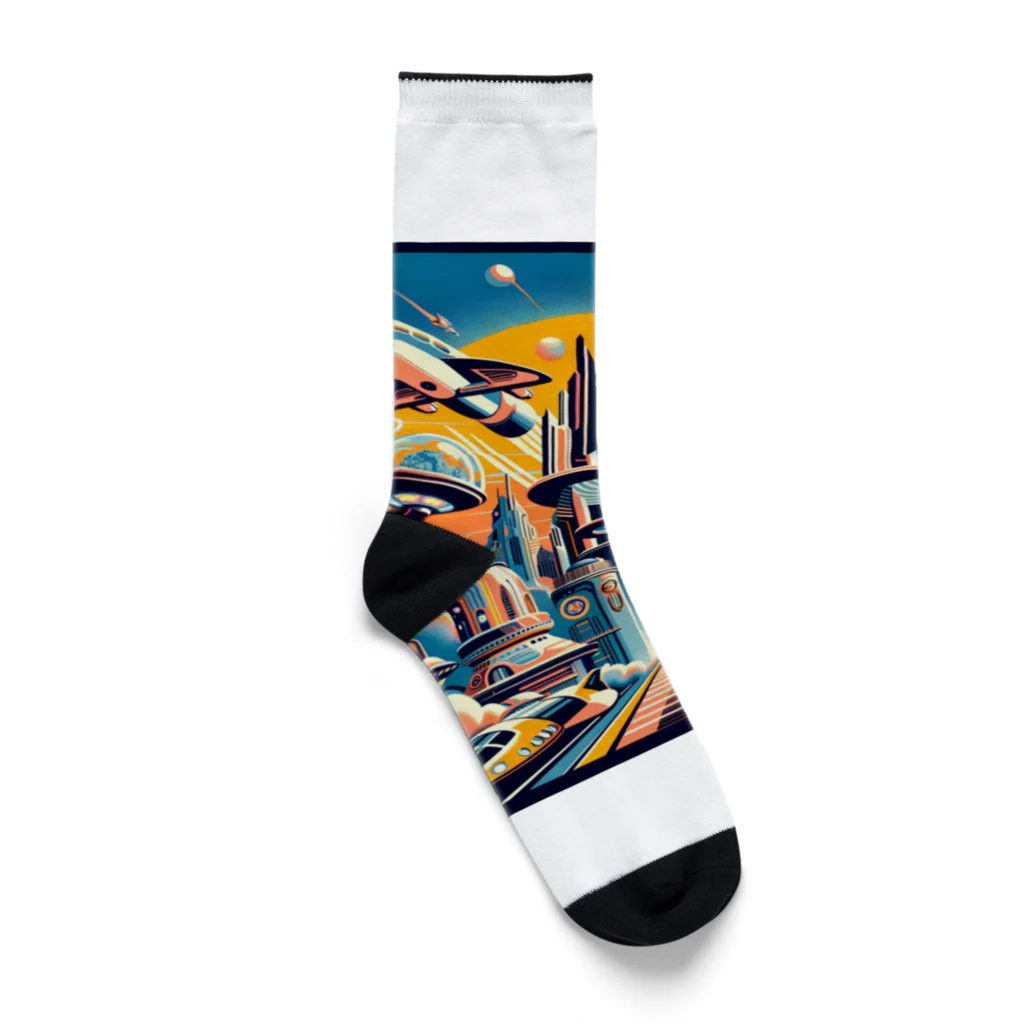 Dexsterの過去の未来観　retro-futurism design01 Socks