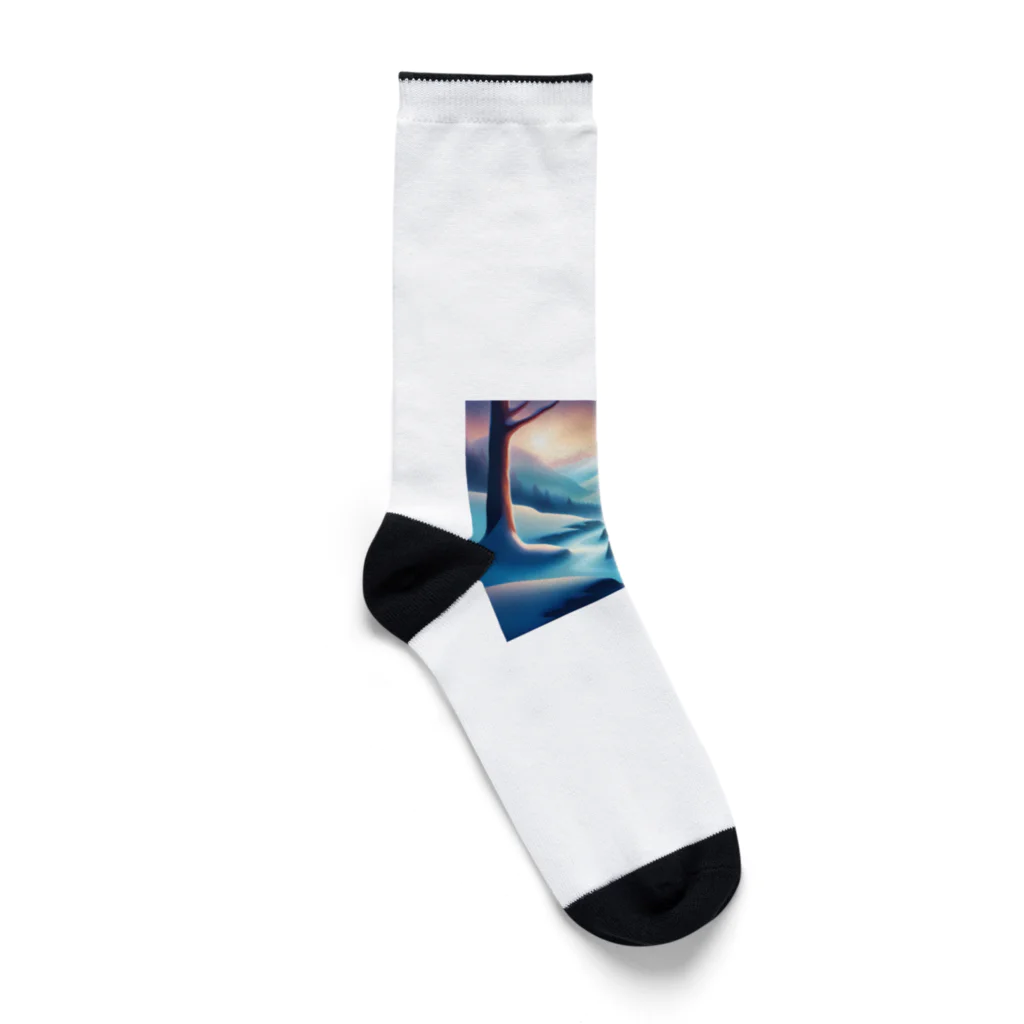 Passionista Lifestyle Emporium : 情熱的なライフスタイルエンポリウムの極光の冬景色とトナカイ Socks