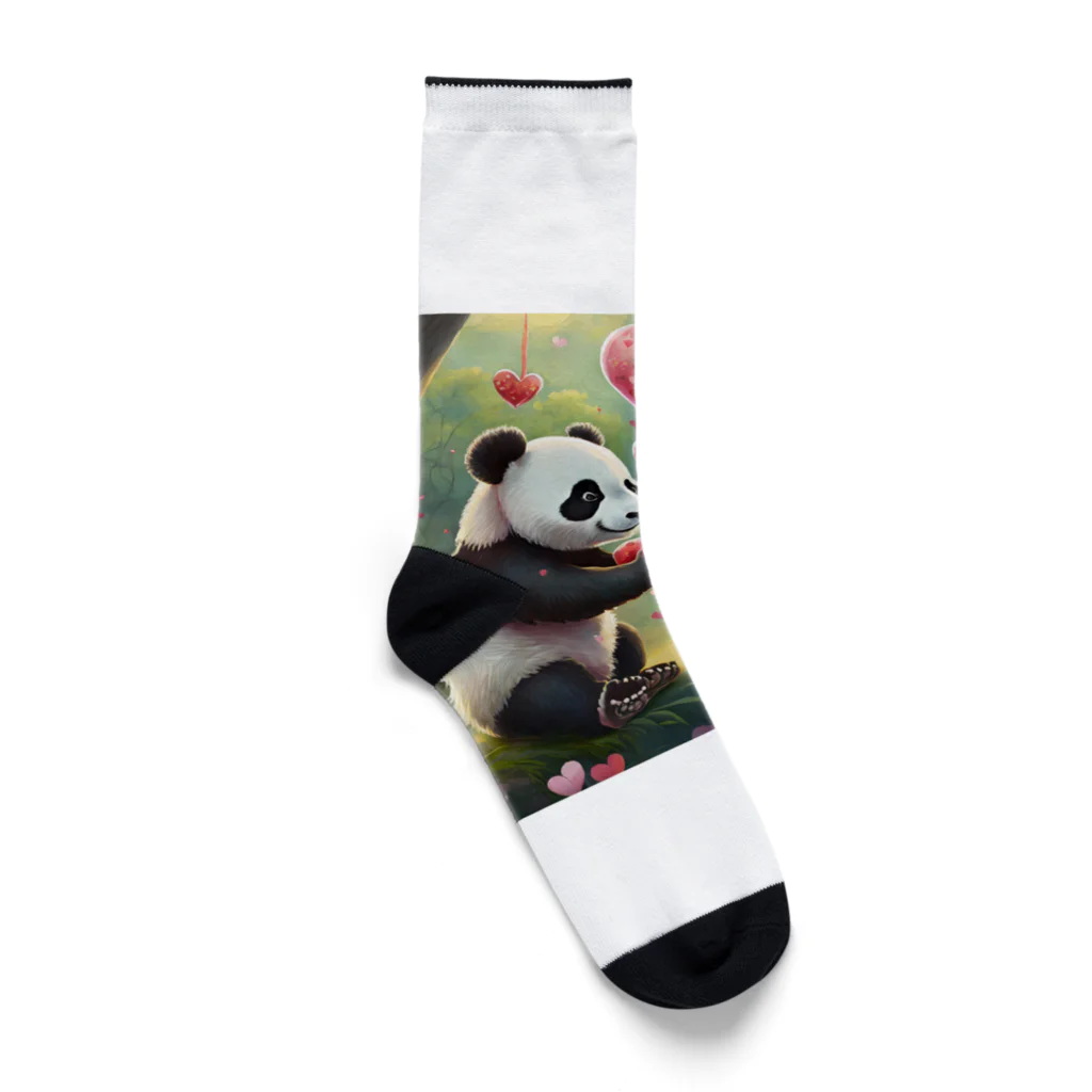 ねこねこねこんのパンダハート Socks