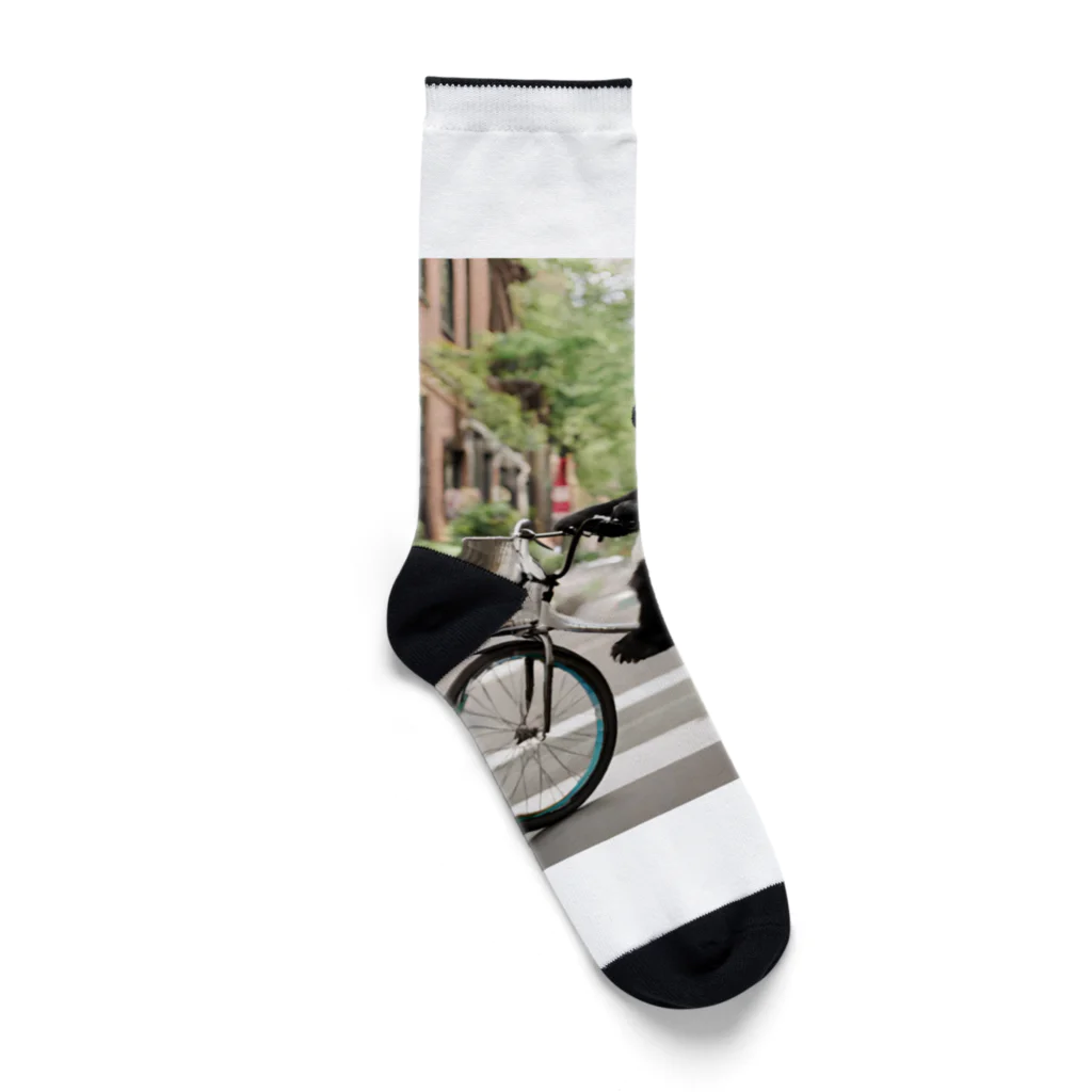 junpeiganba07の街の中を自転車で走るパンダ Socks