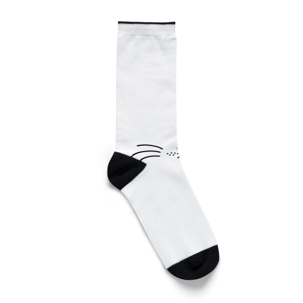 あにまるマスクのシンプルでかわいい猫の顔01 Socks