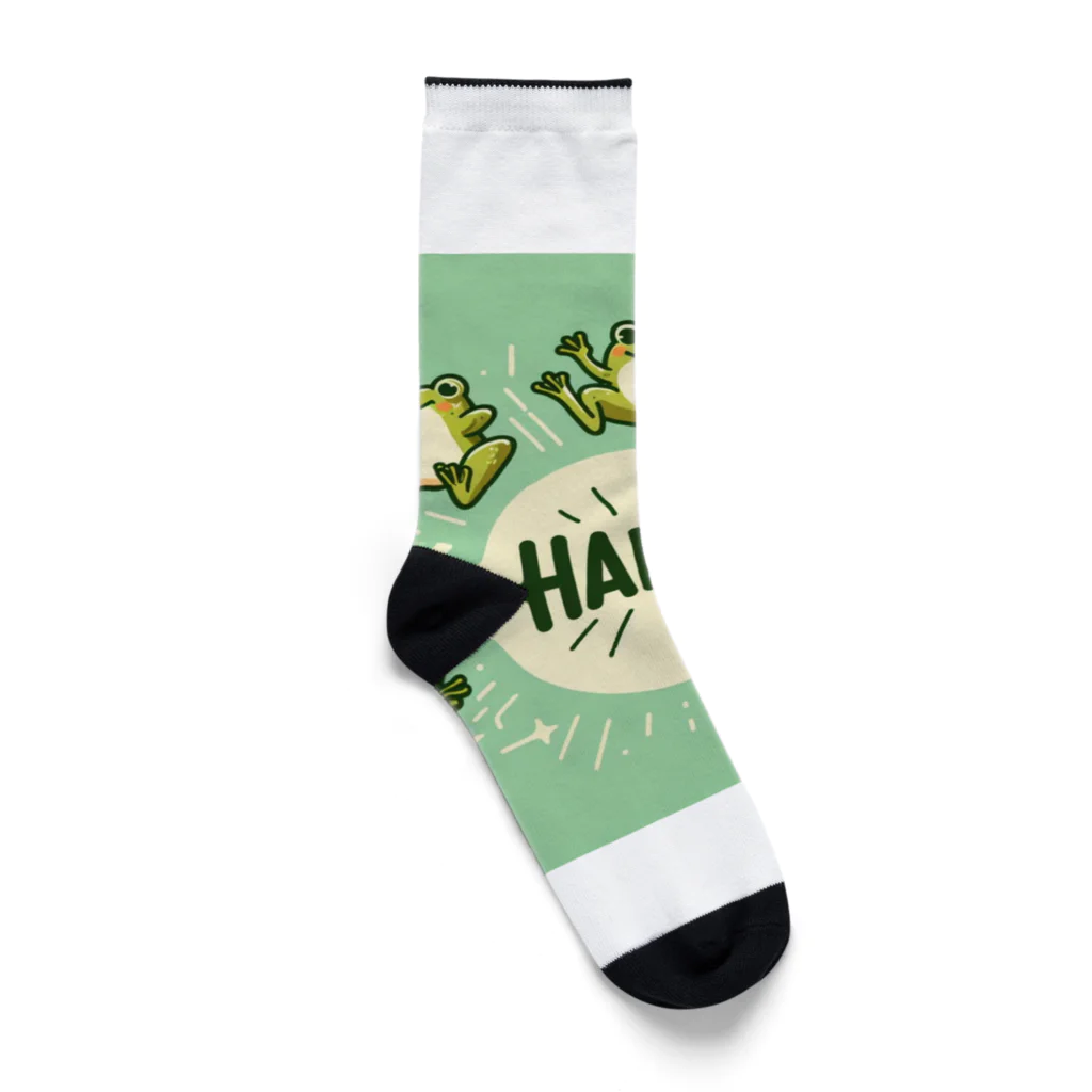 カエルグッズのHAPPYカエル5匹 Socks