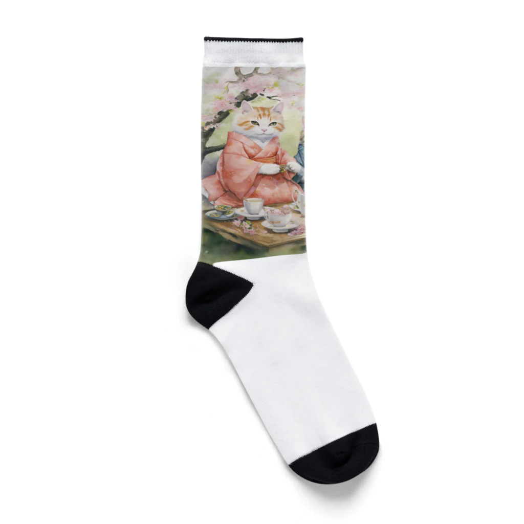 AQUAMETAVERSEの森の中でお茶会をする猫たち Marsa 106 Socks