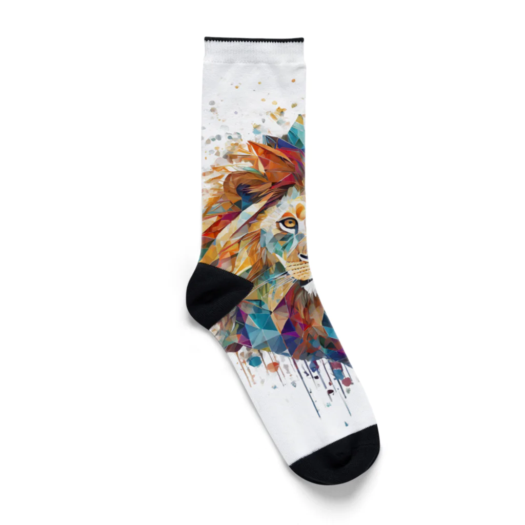 MirofuruDesignの抽象的なライオンスプラッシュTシャツ Socks